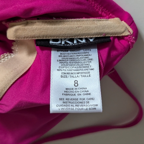 DKNY Fuschia Pink Ruched Retro-style Swimdress - Picture 6 of 6